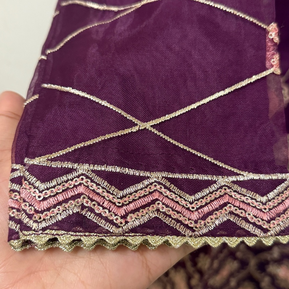 Pakistani Indian — Deep Purple Embroidered Salwar Kameez Custom Stictched #830 - Picture 5 of 10